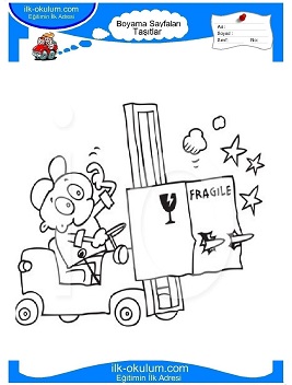 Çocuklar İçin Forklift Boyama Sayfaları 